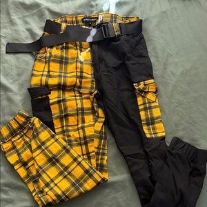 Almost Famous Yellow and Black Cargo Pants